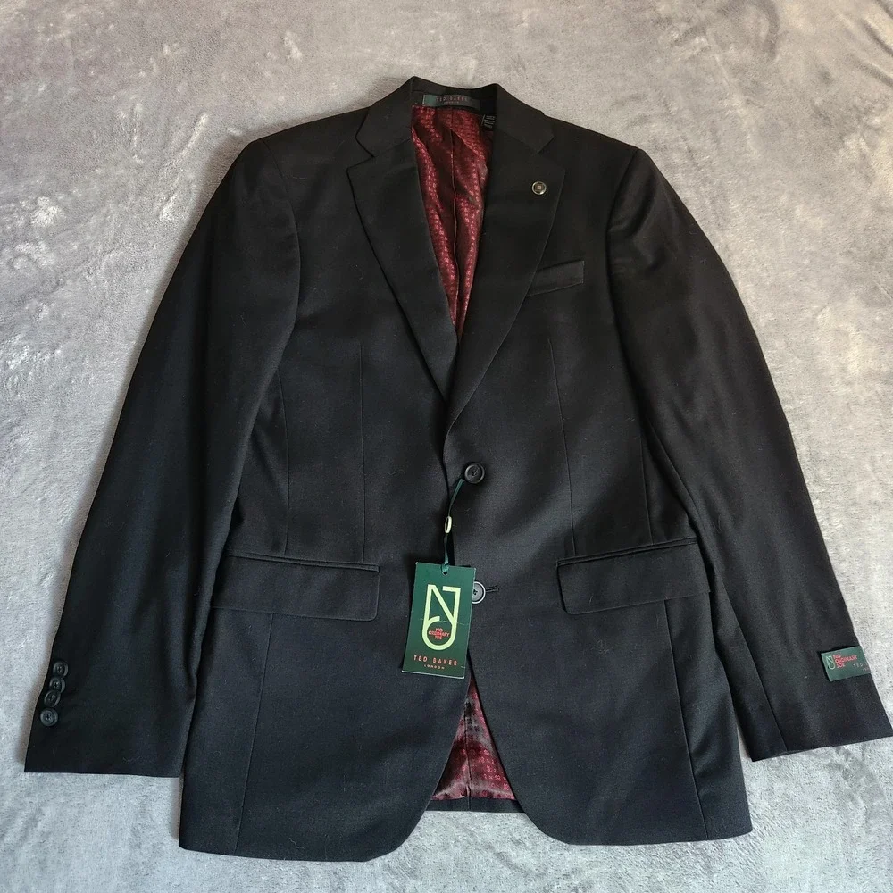 New TED BAKER London Jake CT Blazer Jacket 38R Black 100% Wool No Ordinary Joe